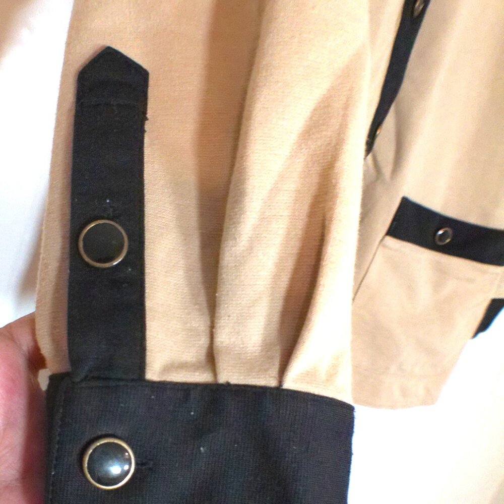 Brownstone Studio Beige & Black Contrast Button Jacket LG #1462 - Picture 3 of 4
